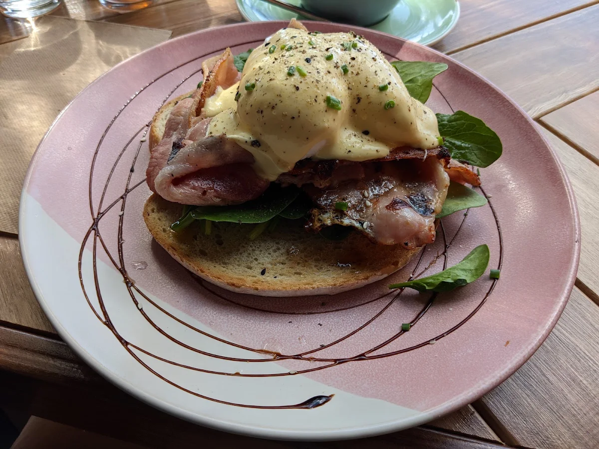 Eggs Benny with Bacon, Gun Cotton Coffee Roasters
