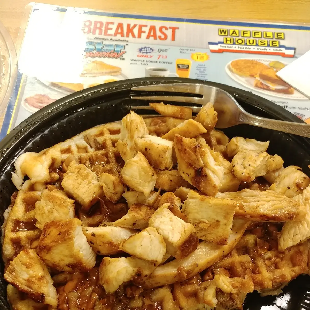 Peanut Butter Waffle with Chicken Chunks
