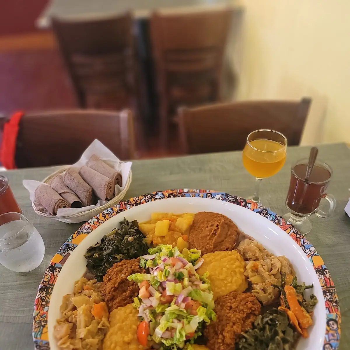 Doro Wot and Veggie Combo
