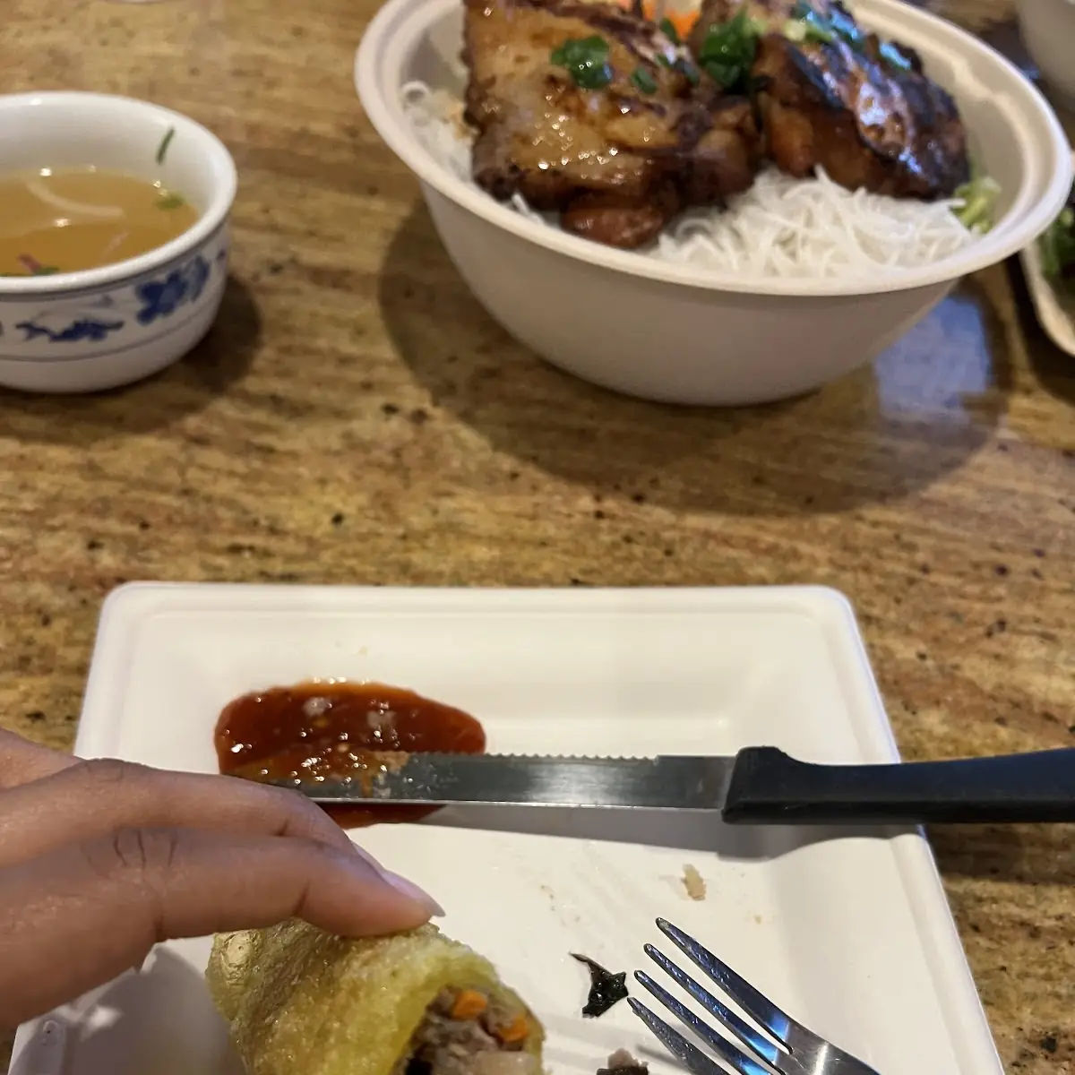 Egg Rolls and Charbroiled Pork