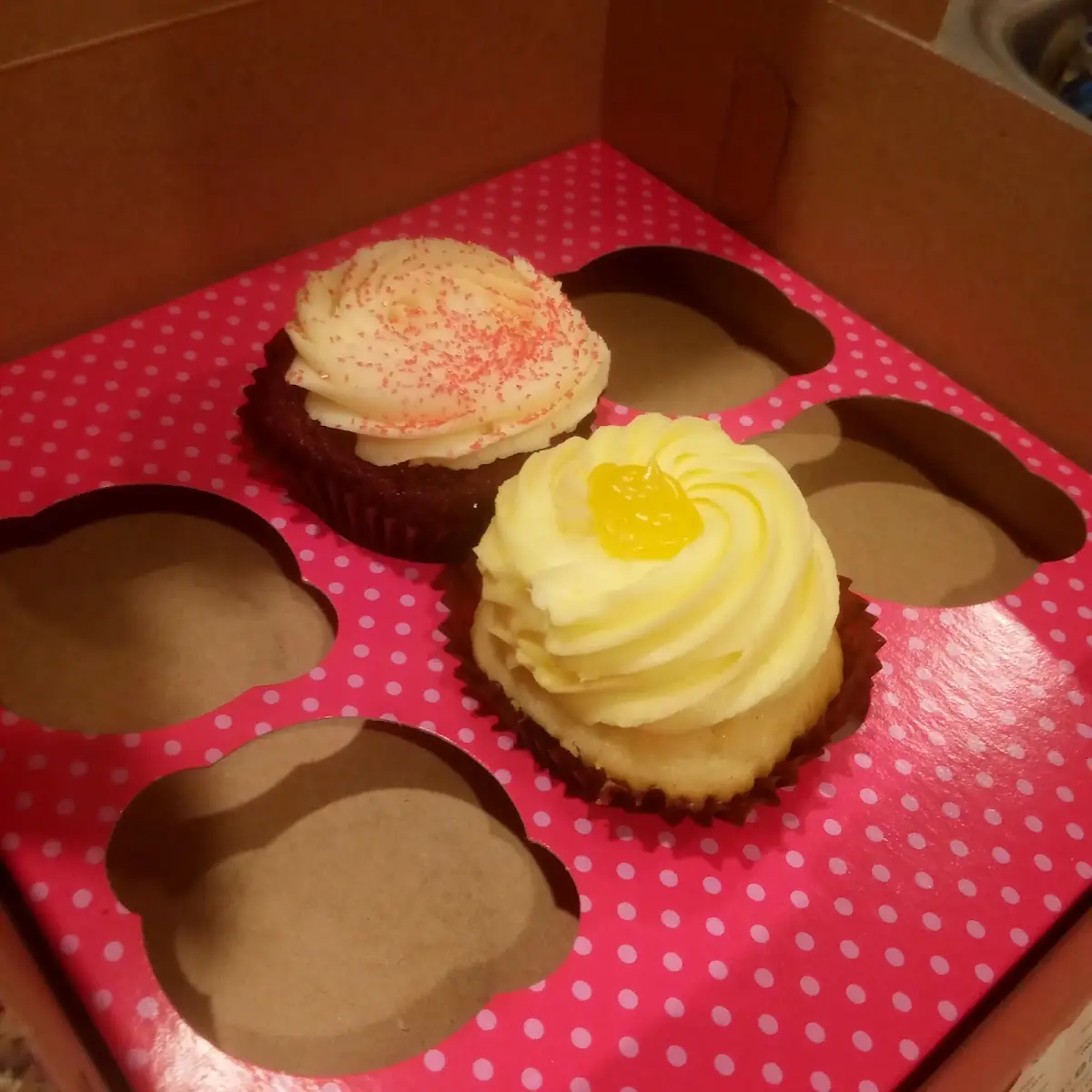 Red Velvet Cupcake and Lemon Drop Cupcake