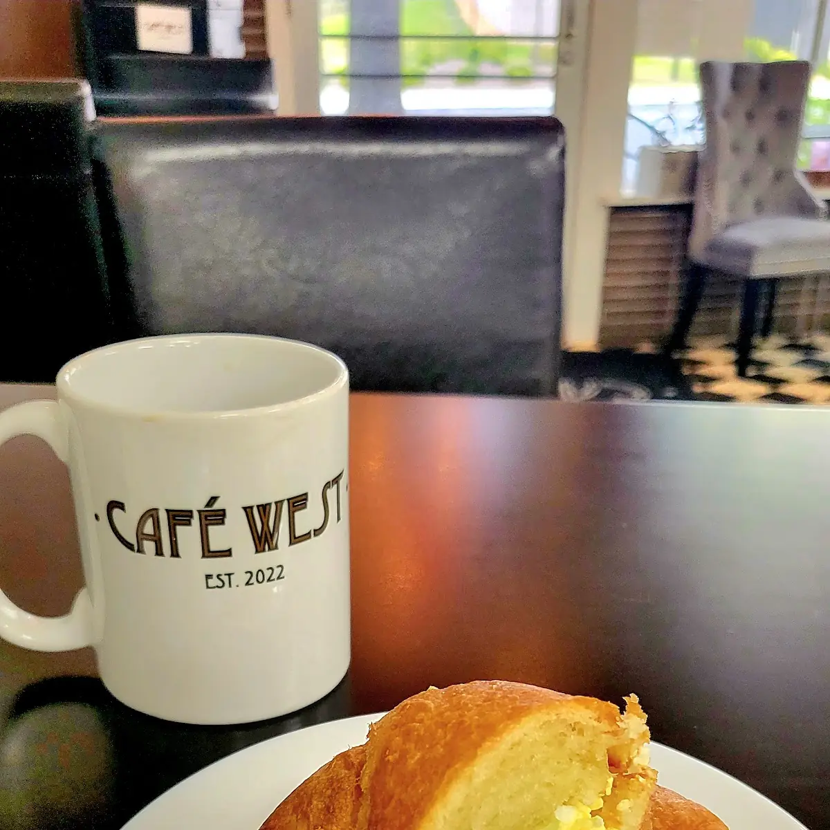 Egg Avocado Bleu Cheese Croissant Breakfast Sandwich