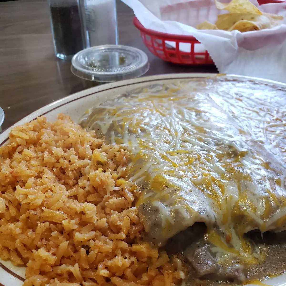 Combo Platter Plate 2 Enchilada Stew Beef Beans Rice