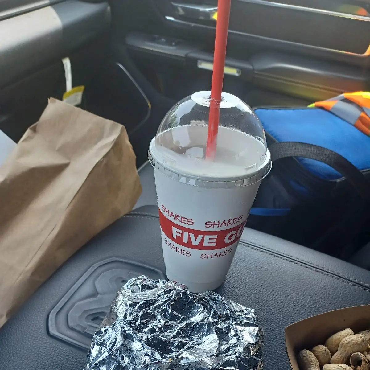 Bacon Cheeseburger and Vanilla Milkshake