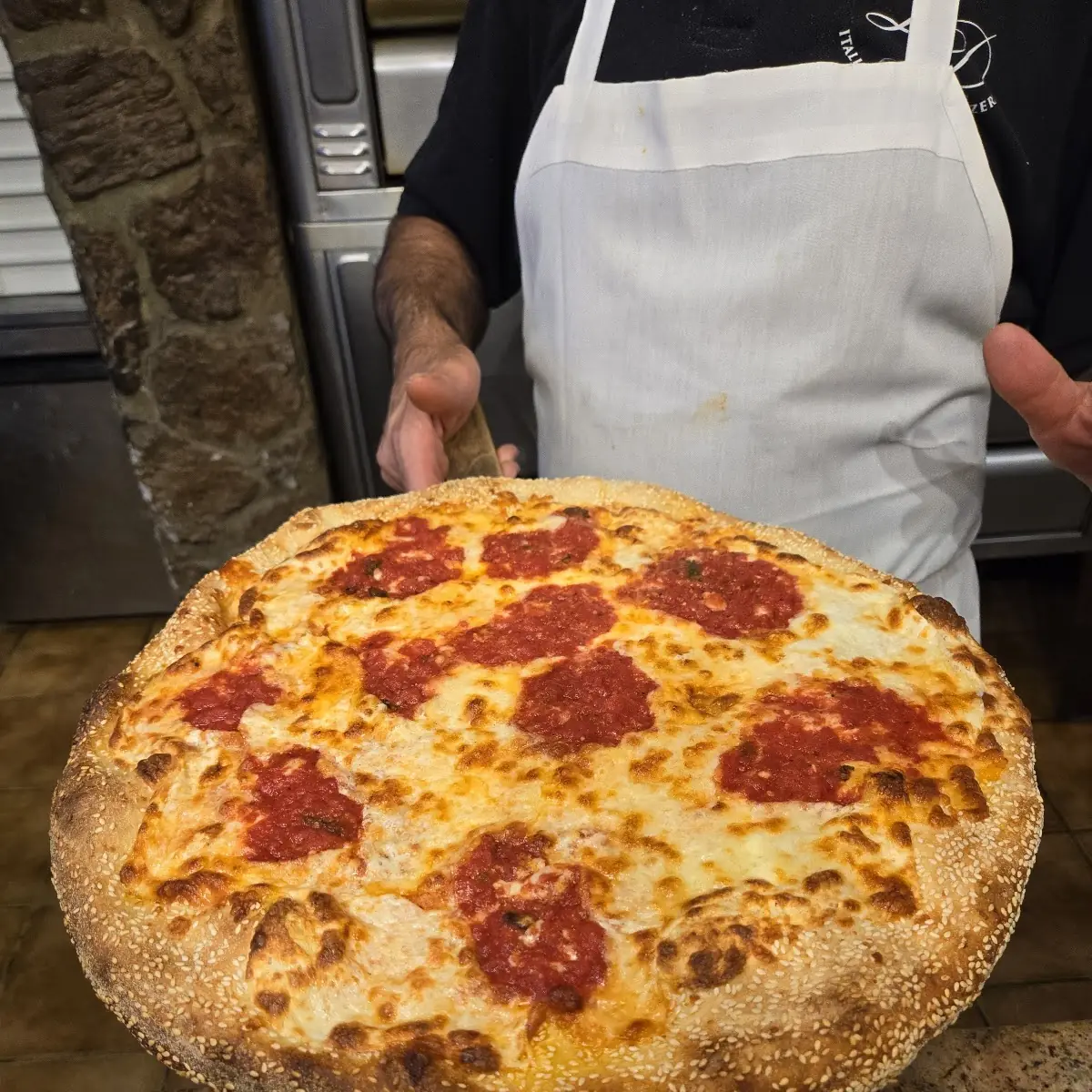 Old Fashioned Pizza w Sesame Seed Crust