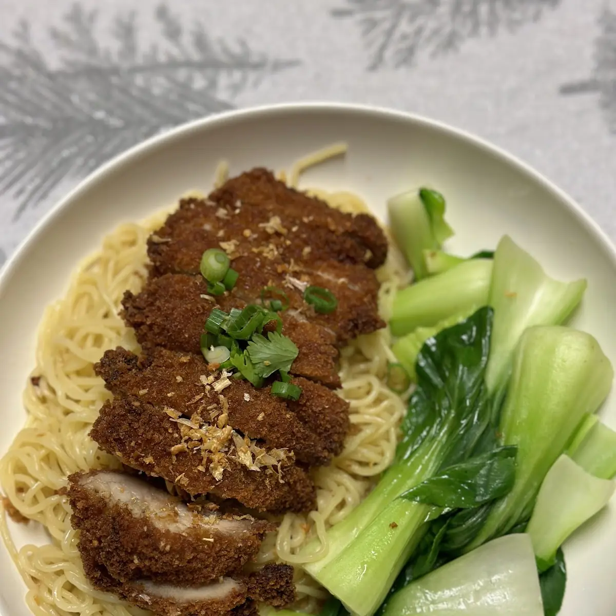 Crispy Chicken with Egg Noodles