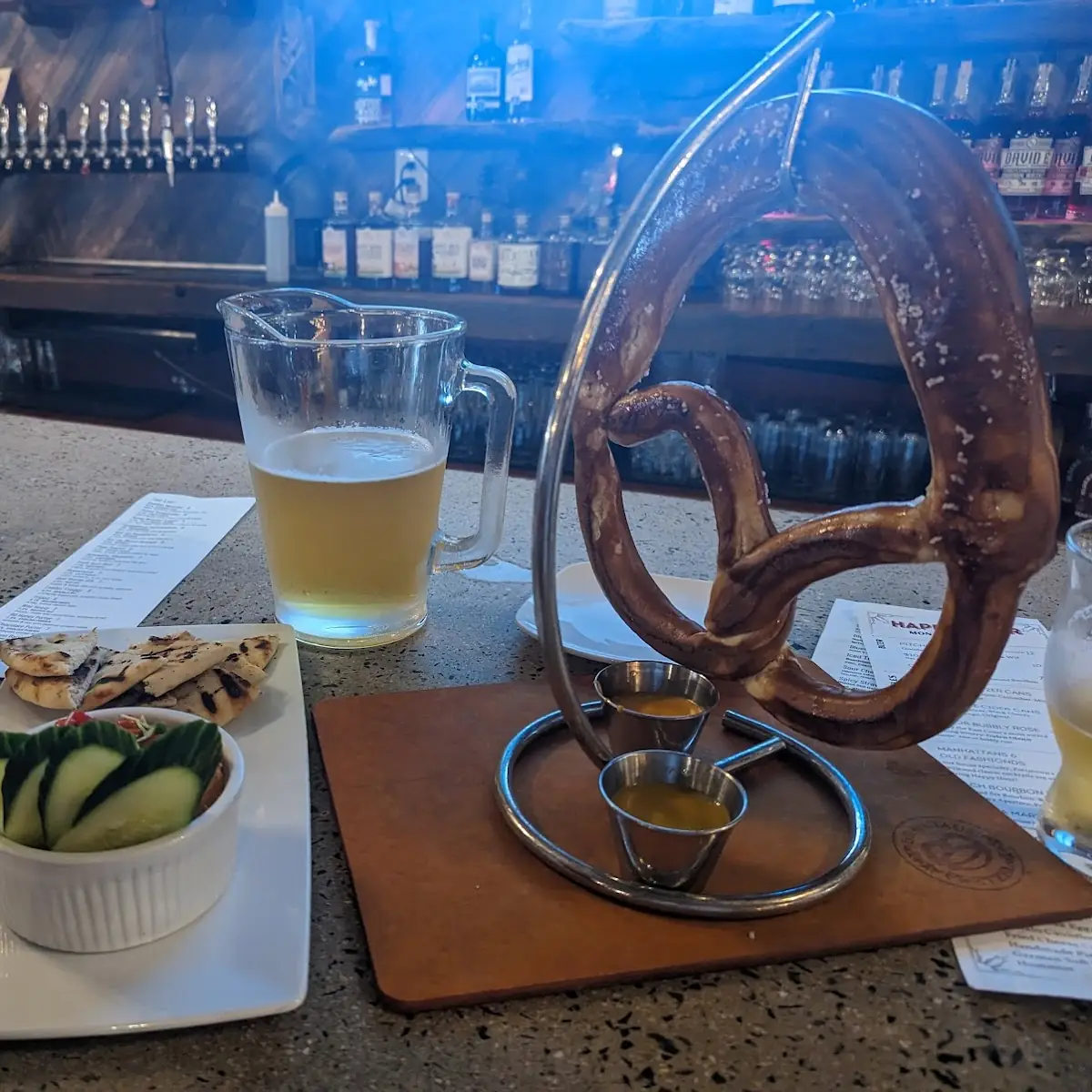 Beer Pitcher Pretzel & Hummus