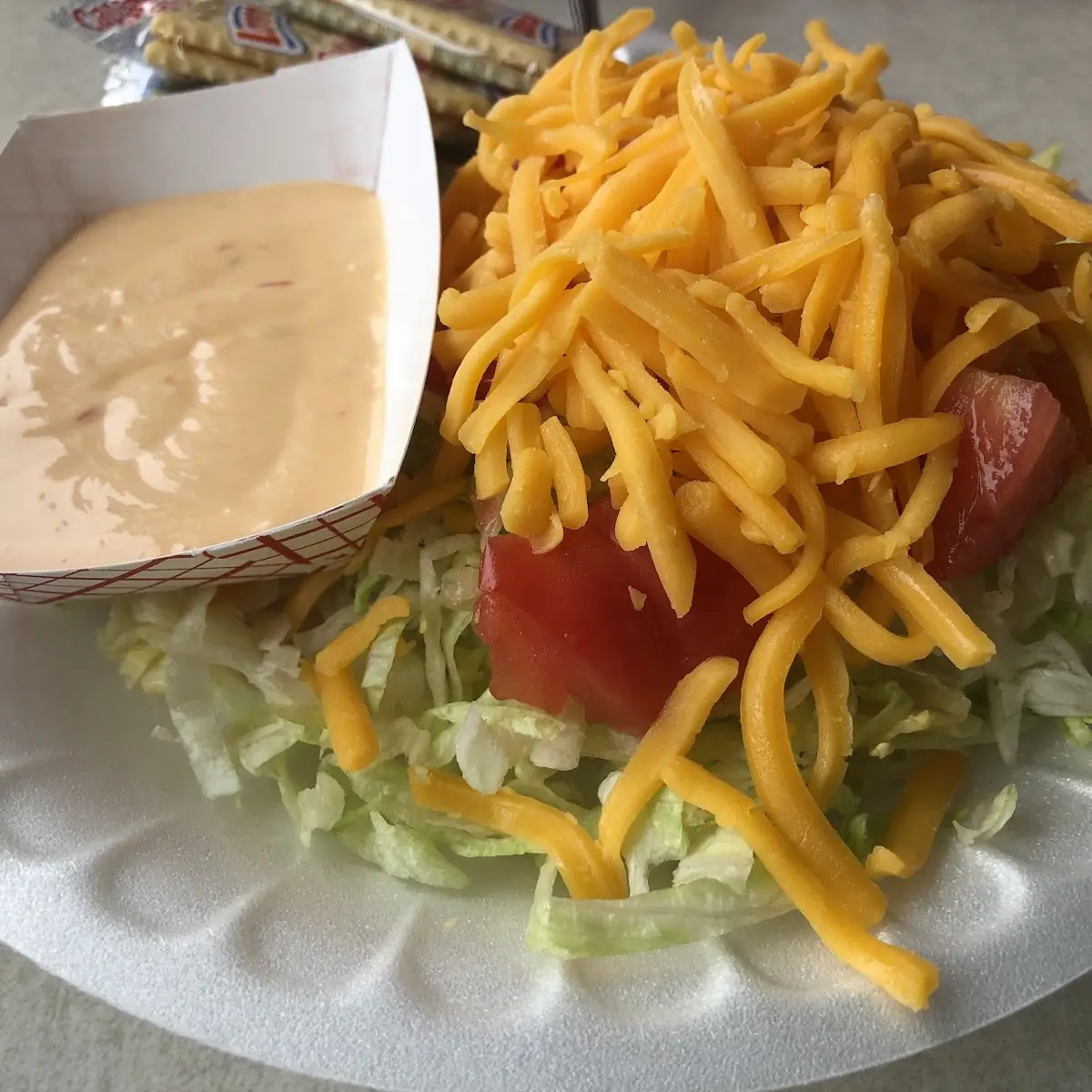 Cheesy Side Salad with Thousand Island Dressing