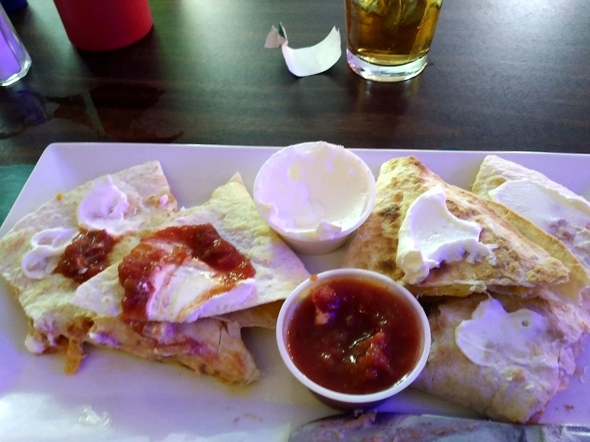 Chicken Quesadilla with Sour Cream and Salsa