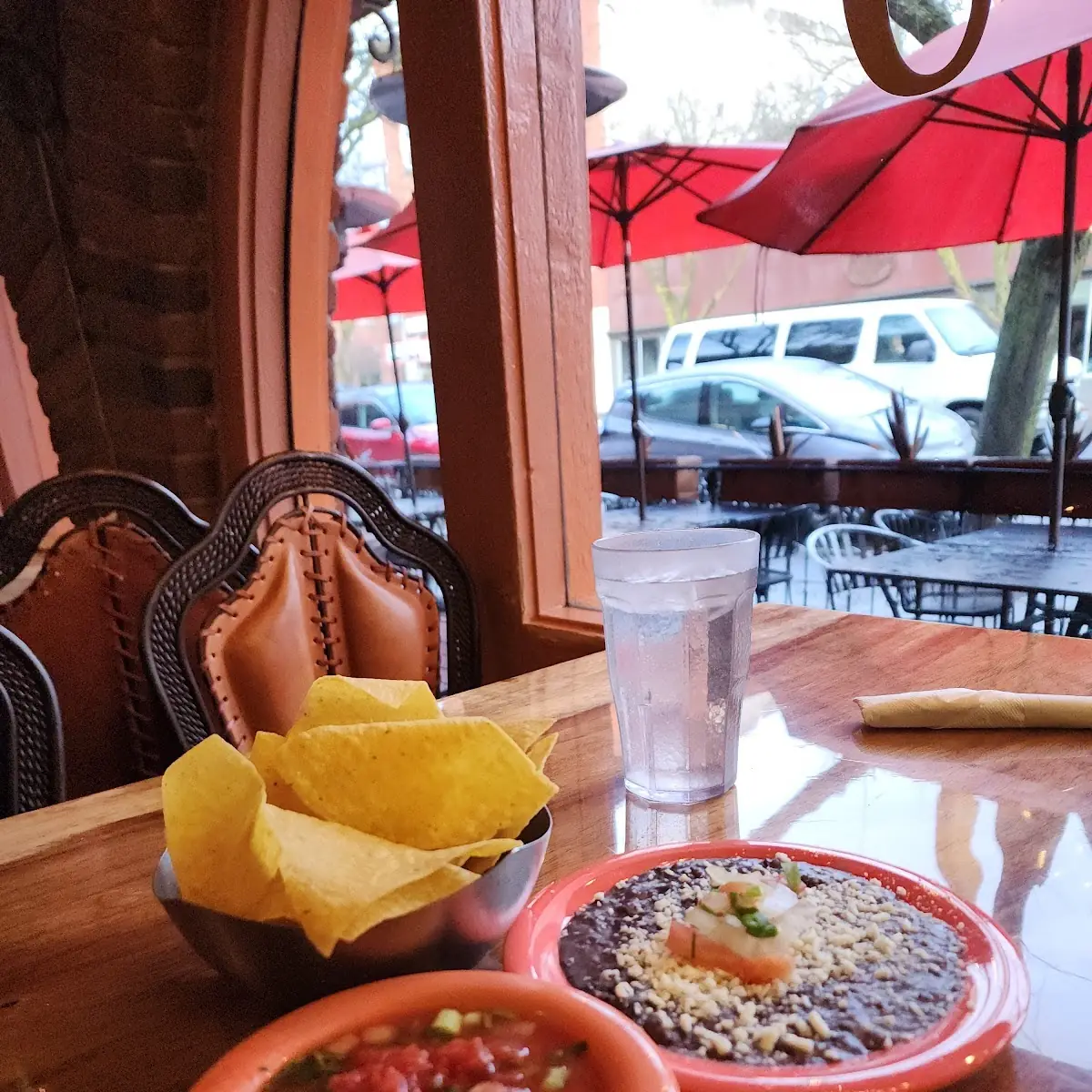Chips Salsa and Beans