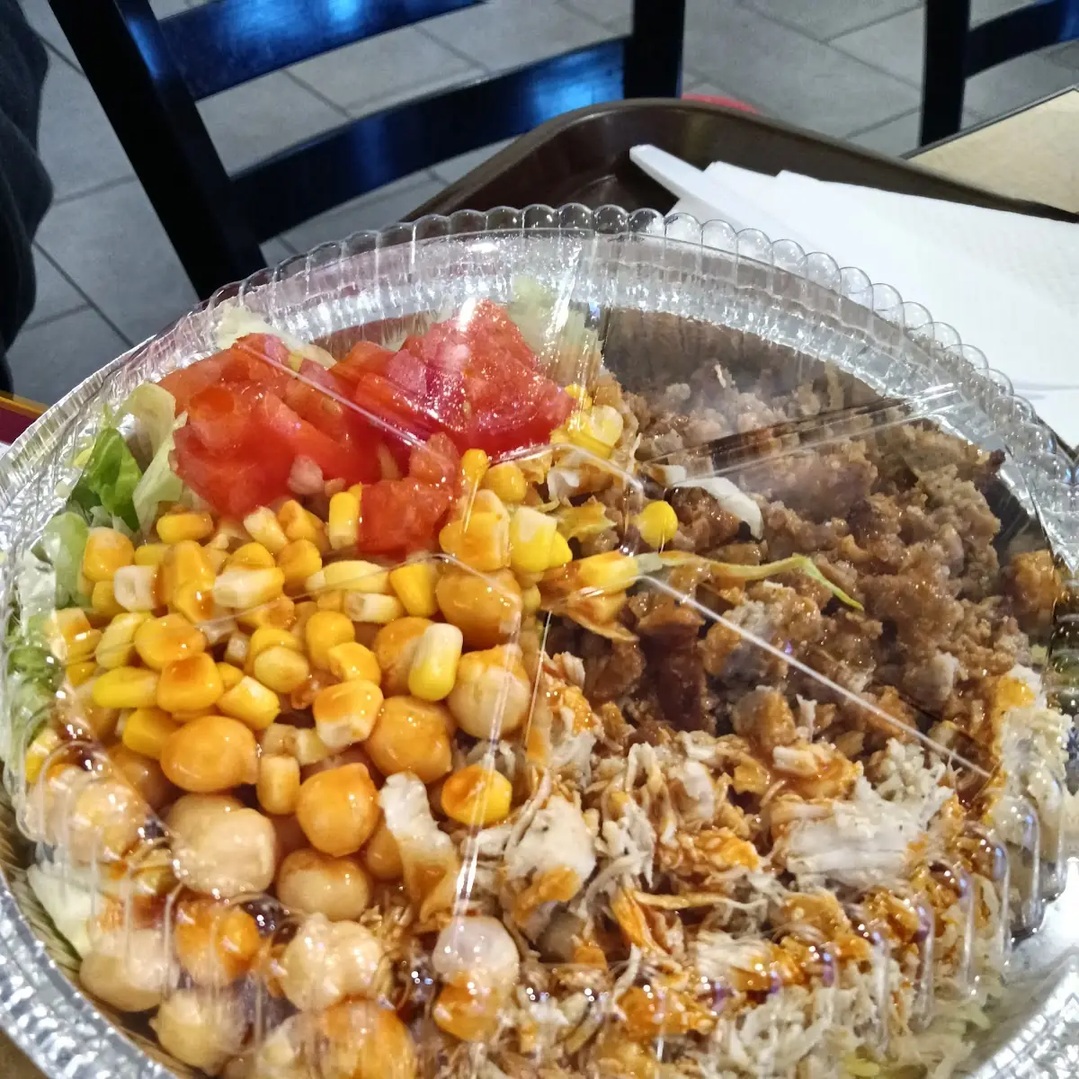Rice and Salad Chick Peas and Corn