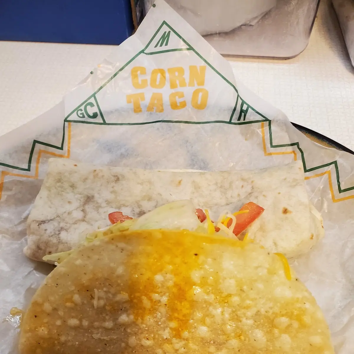 Crunchy Corn Taco and Bean Burrito