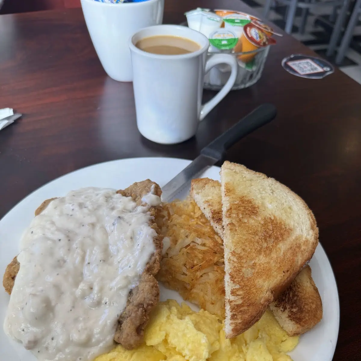 Bacon Eggs Hash Browns and Toast