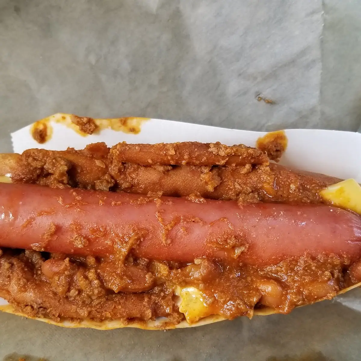 Chili Cheese Dog with Everything