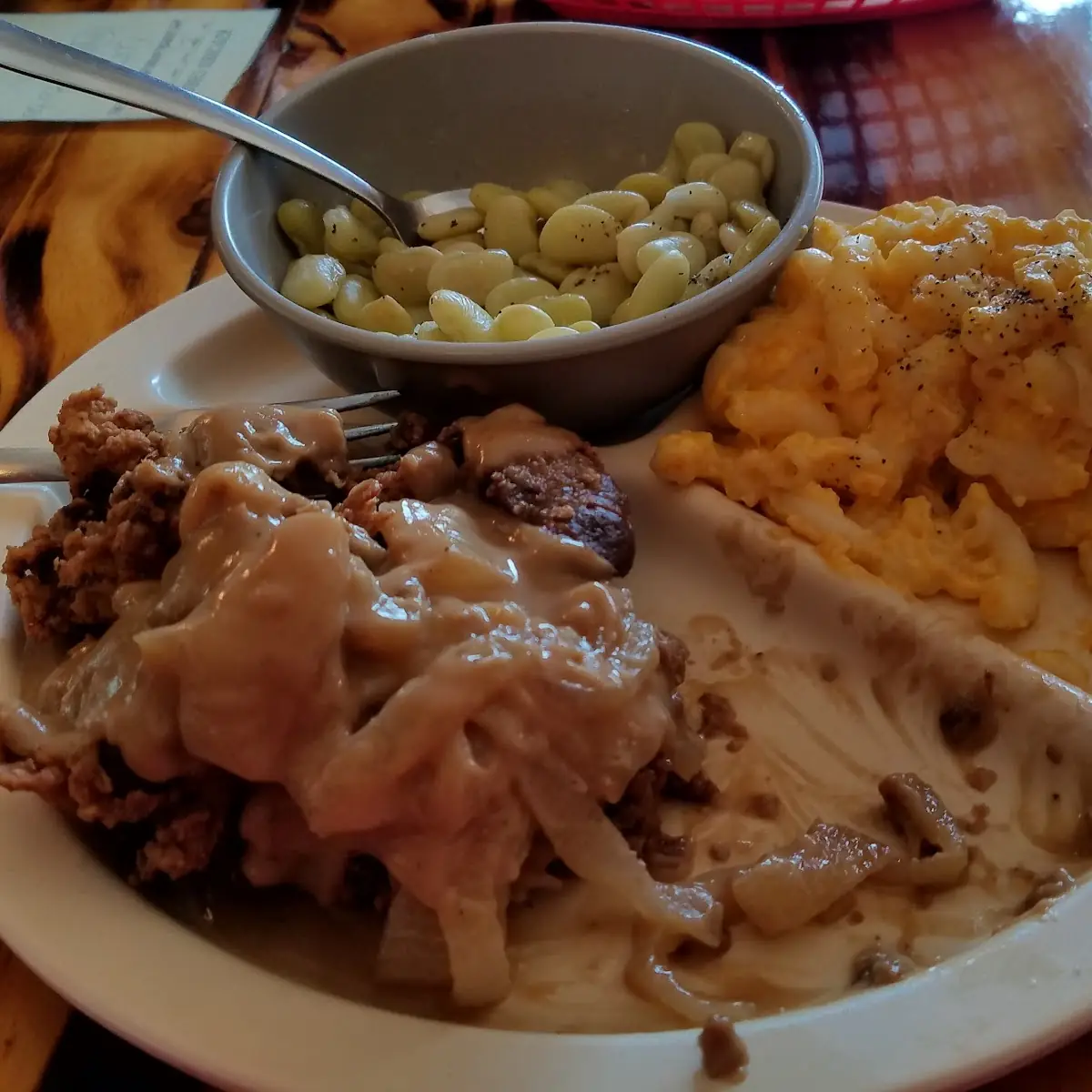 Chicken Livers Mac and Cheese Lima Beans