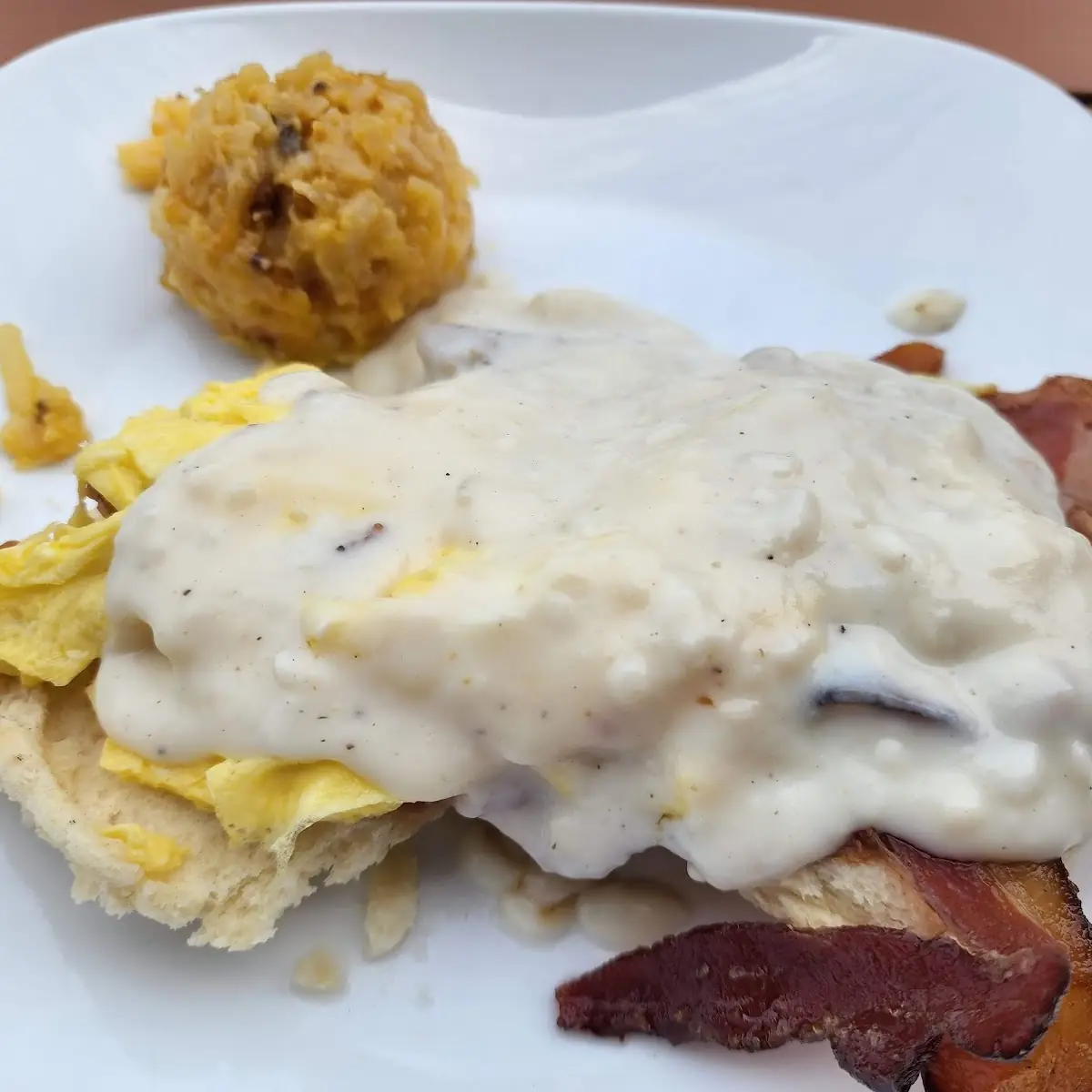 Biscuits and Gravy with Scrambled Eggs
