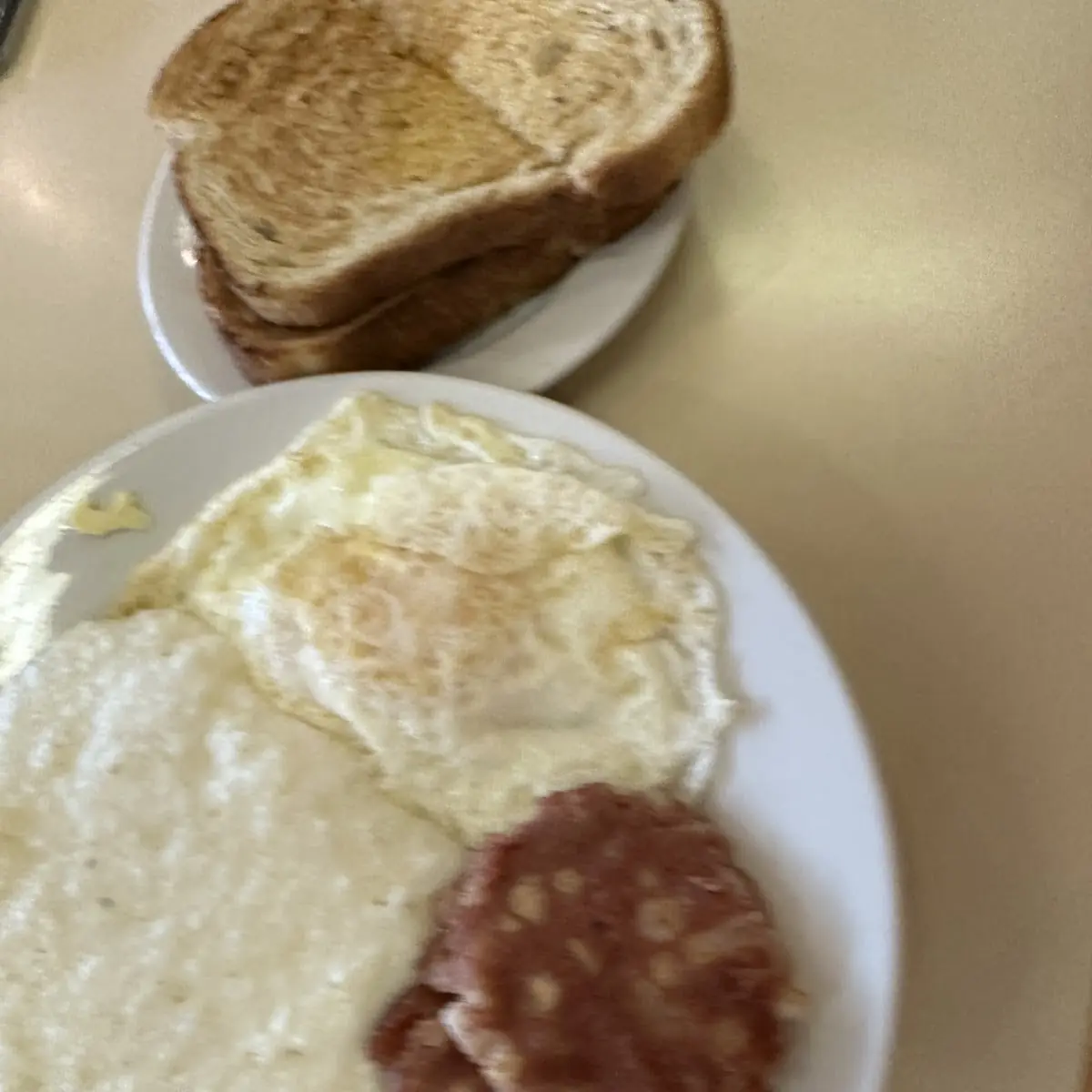Eggs Grits and Corned Beef Hash