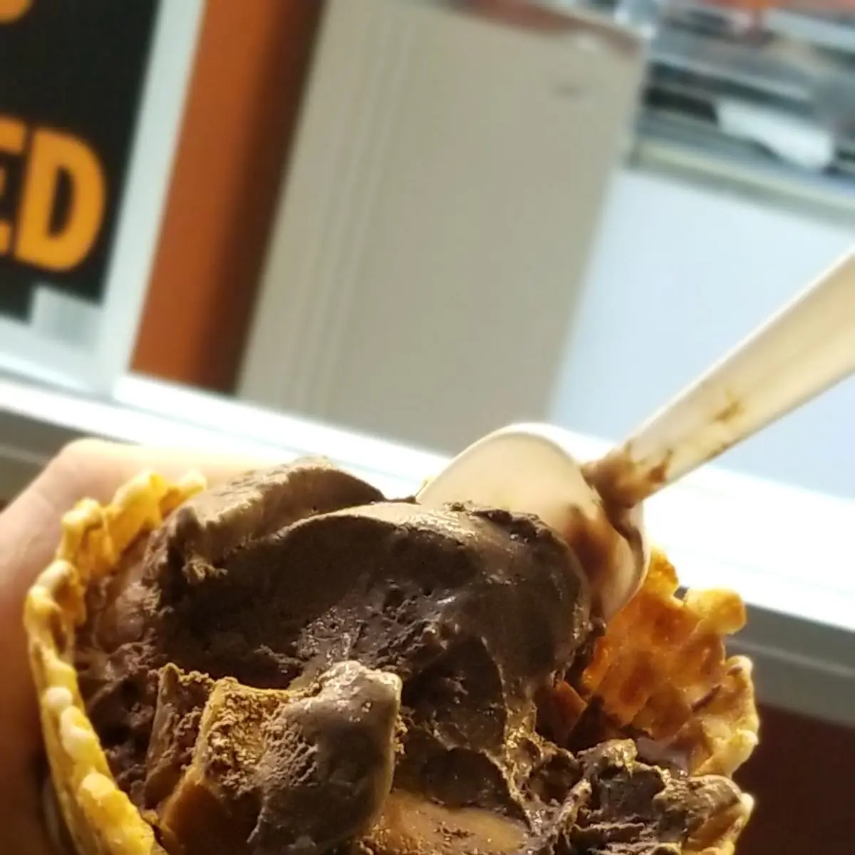 Sticky Peanut Butter Ice Cream Cone