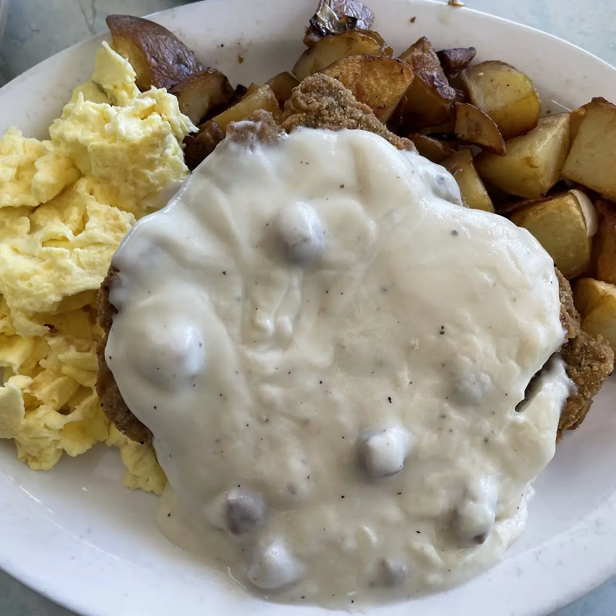 Chicken Fried Steak Gravy Eggs & Potatoes