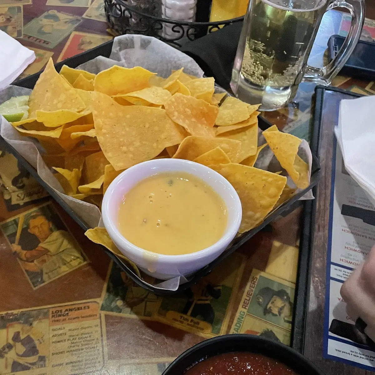 Chips Salsa and Bowl Queso
