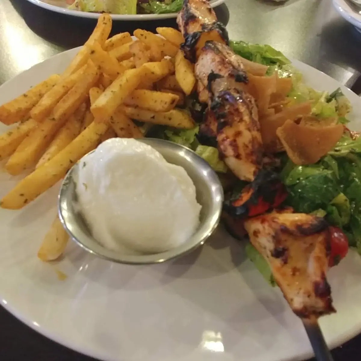 Shish Taouk Fattoush Salad Fries Garlic Sauce, Aromas Café by 7Spices