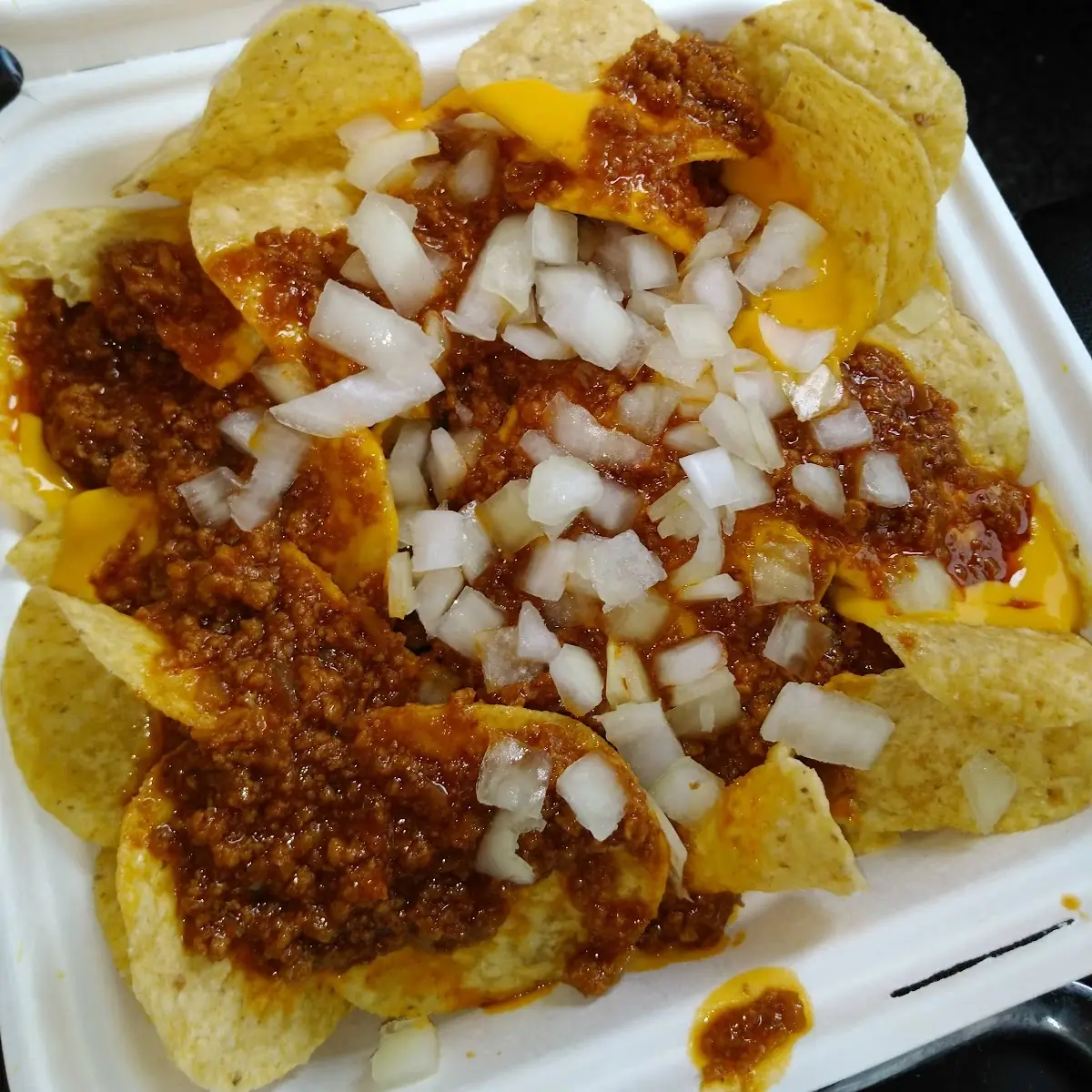Loaded Nachos Meat Cheese and Onion