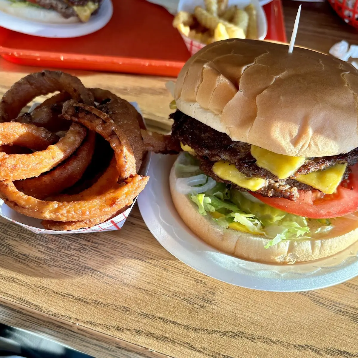 Double Cheeseburger and Onion Rings
