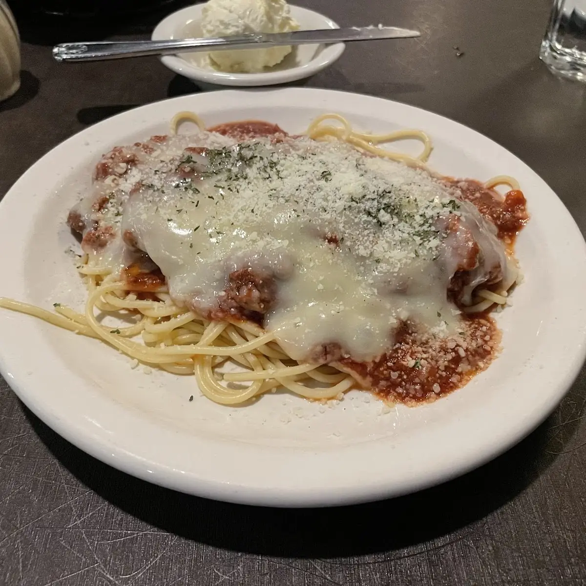 Veal Parmigiana with Spaghetti