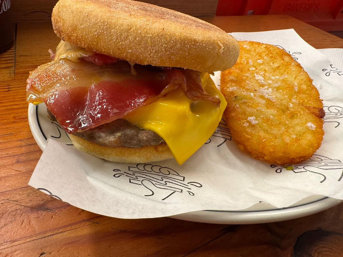 Egg & Cheese Muffin Plus Bacon Plus Sausage, Hector's Deli