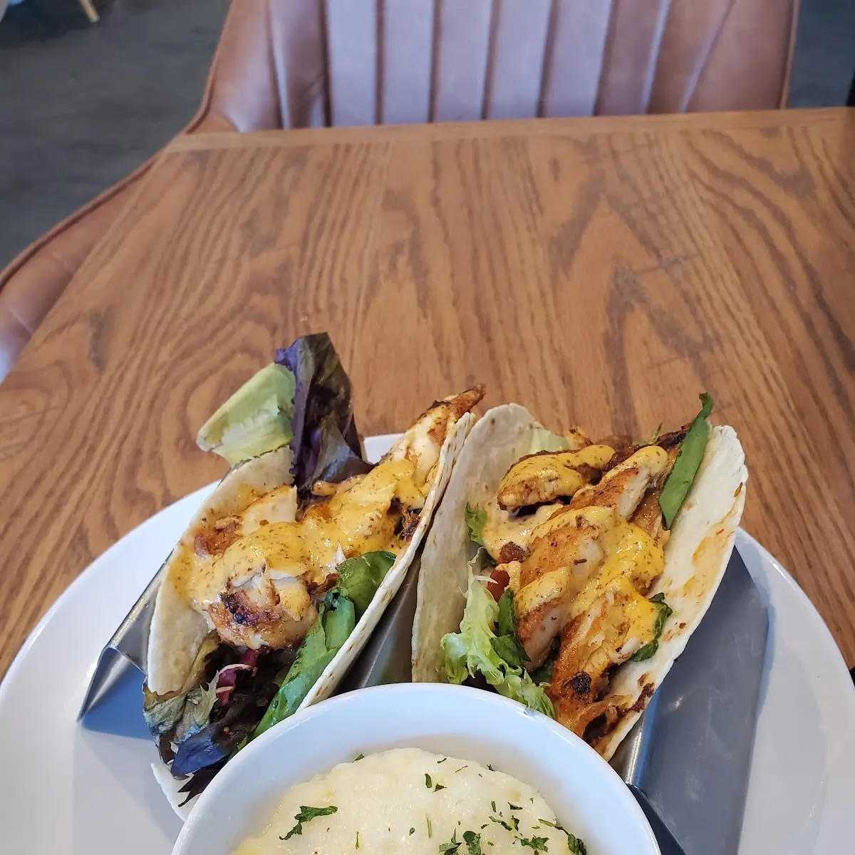 Grilled Fish Tacos with Fire Roasted Corn Grits