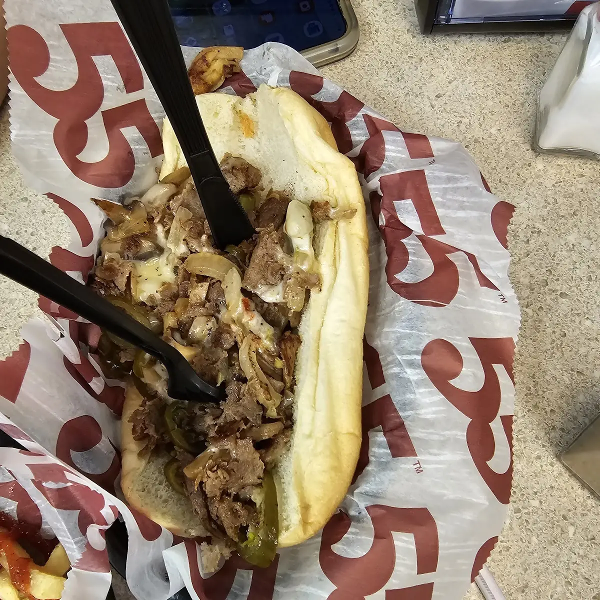 Philly Cheesesteak Sandwich Work Fries