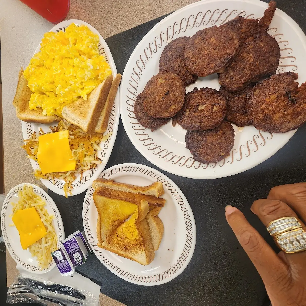 Texas Toast 10 Scrambled Eggs and Hash Browns Cheese