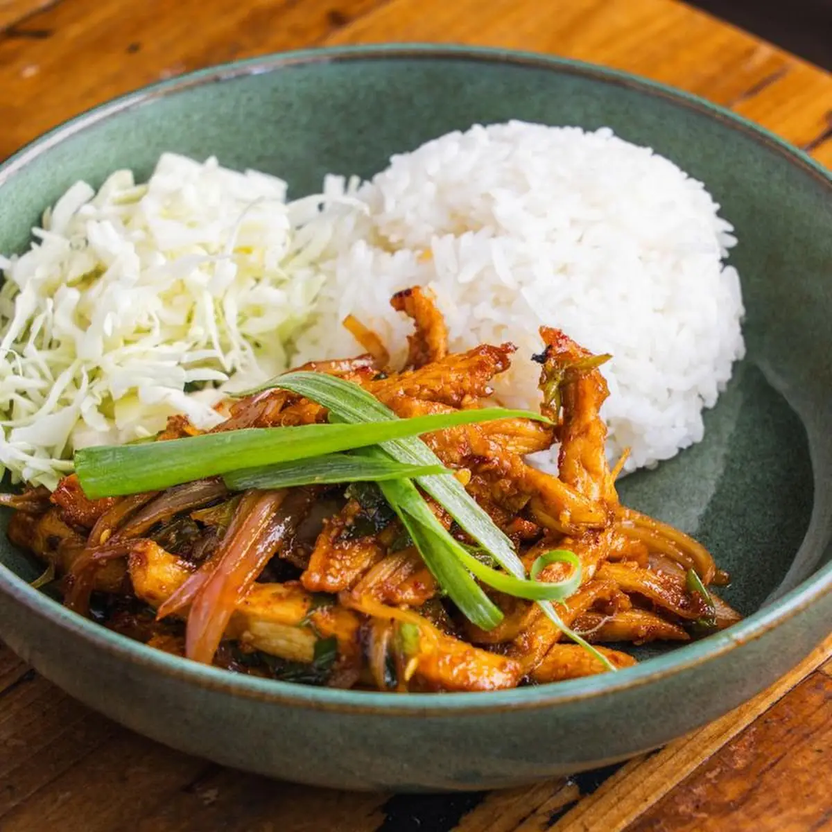 Crispy Chicken w Green Beans Rice Bowl