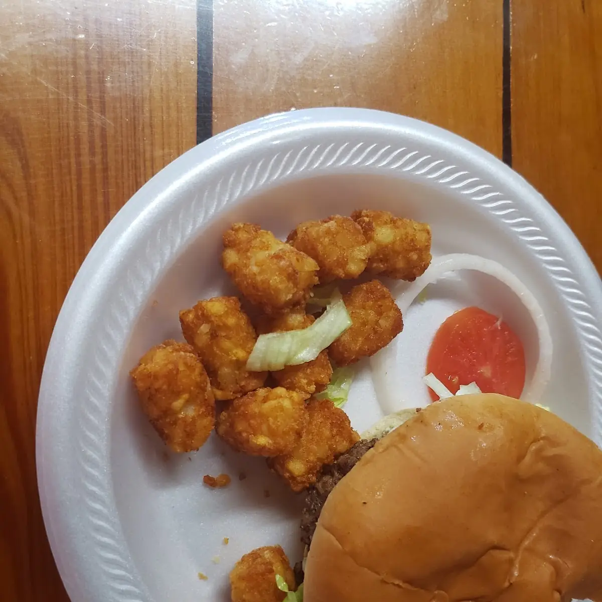 Fresh Made Hamburger and Tots