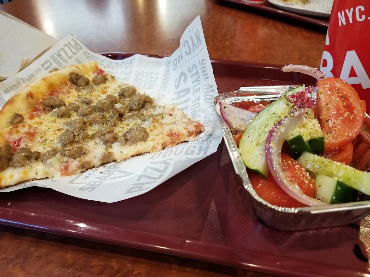 Mushroom Pizza and Cucumber Salad