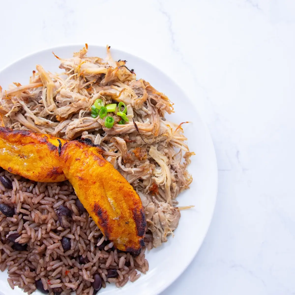 Roasted BBQ Pulled Pork with White Rice and Black Beans