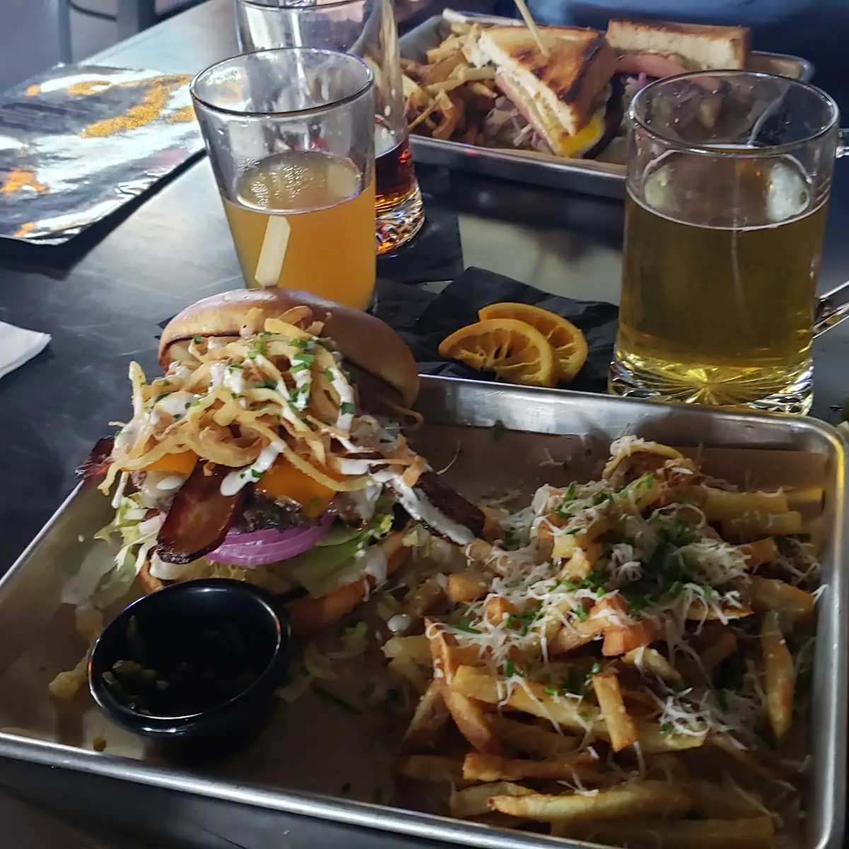 Ranch Burger and Parietal Cheese Fries