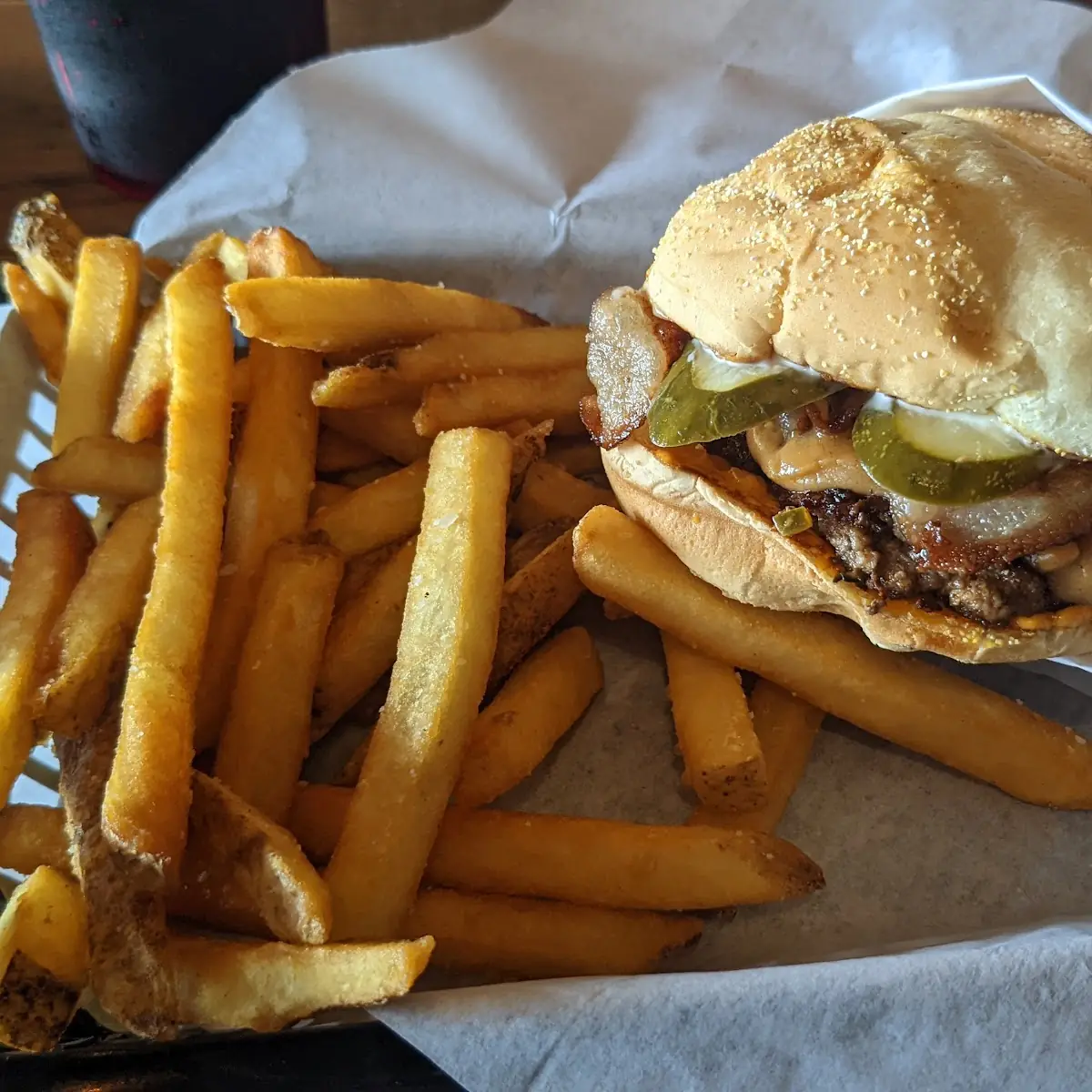 Peanut Butter Pickle Bacon Burger