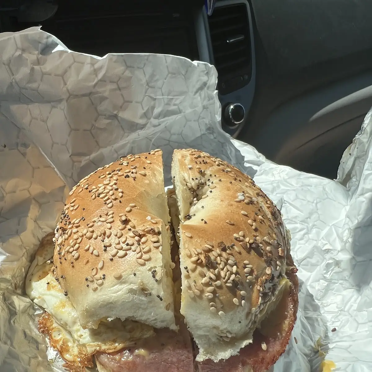 Taylor Ham Egg and Cheese Everything Bagel