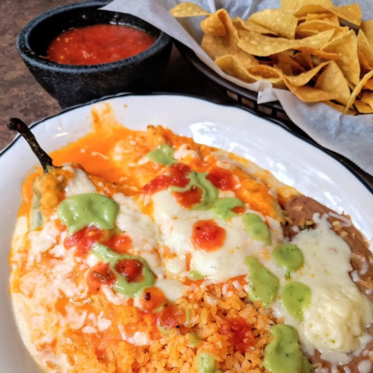 Cheese Enchiladas with Rice and Beans