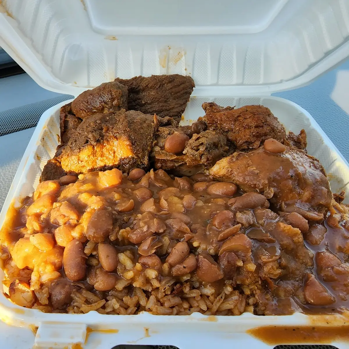 Stewed Chicken Stewed Beef Beans and Rice