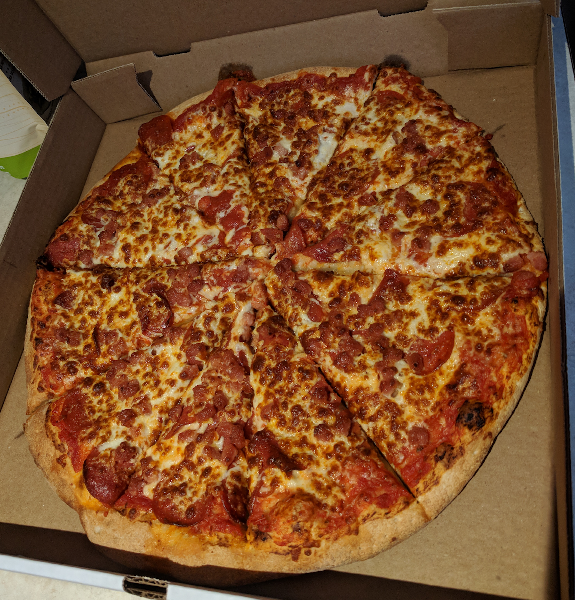 Pepperoni Bacon and Extra Cheese