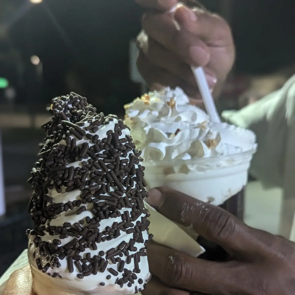 Soft Serve on Cake Cone and Sundae