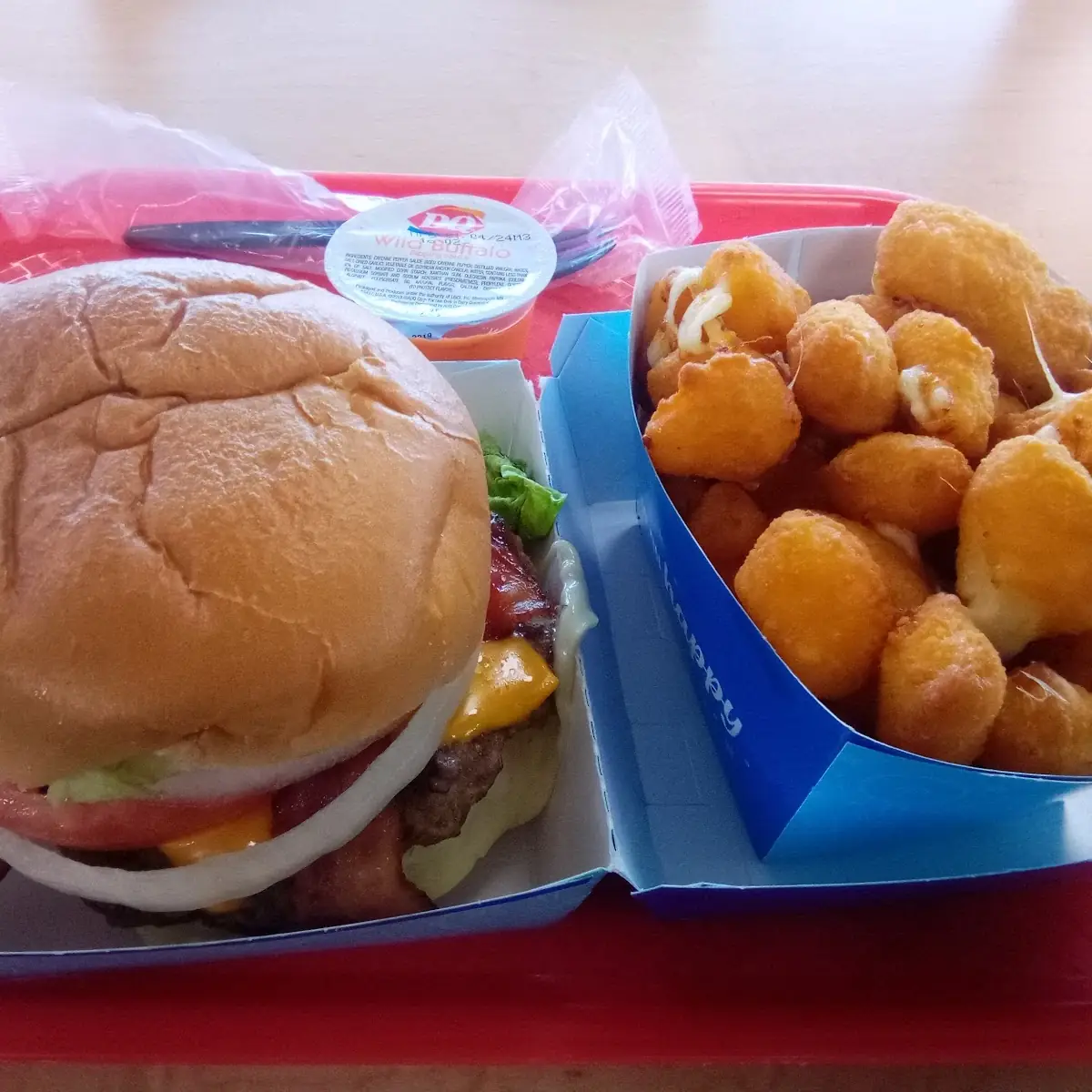 Bacon 2 Cheese Deluxe Triple Cheeseburger and Large Cheese Curds