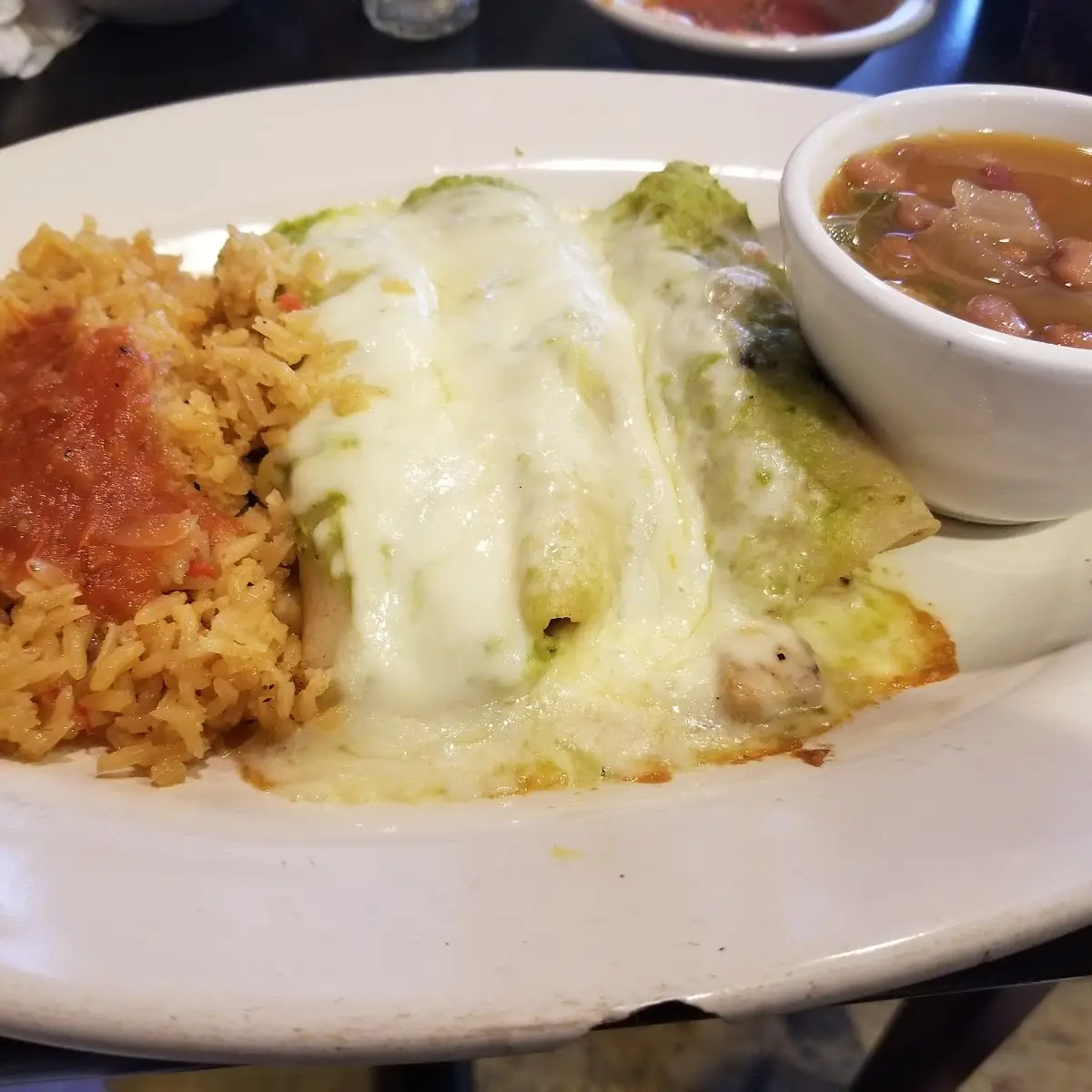 Enchiladas Verdes with Charro Beans