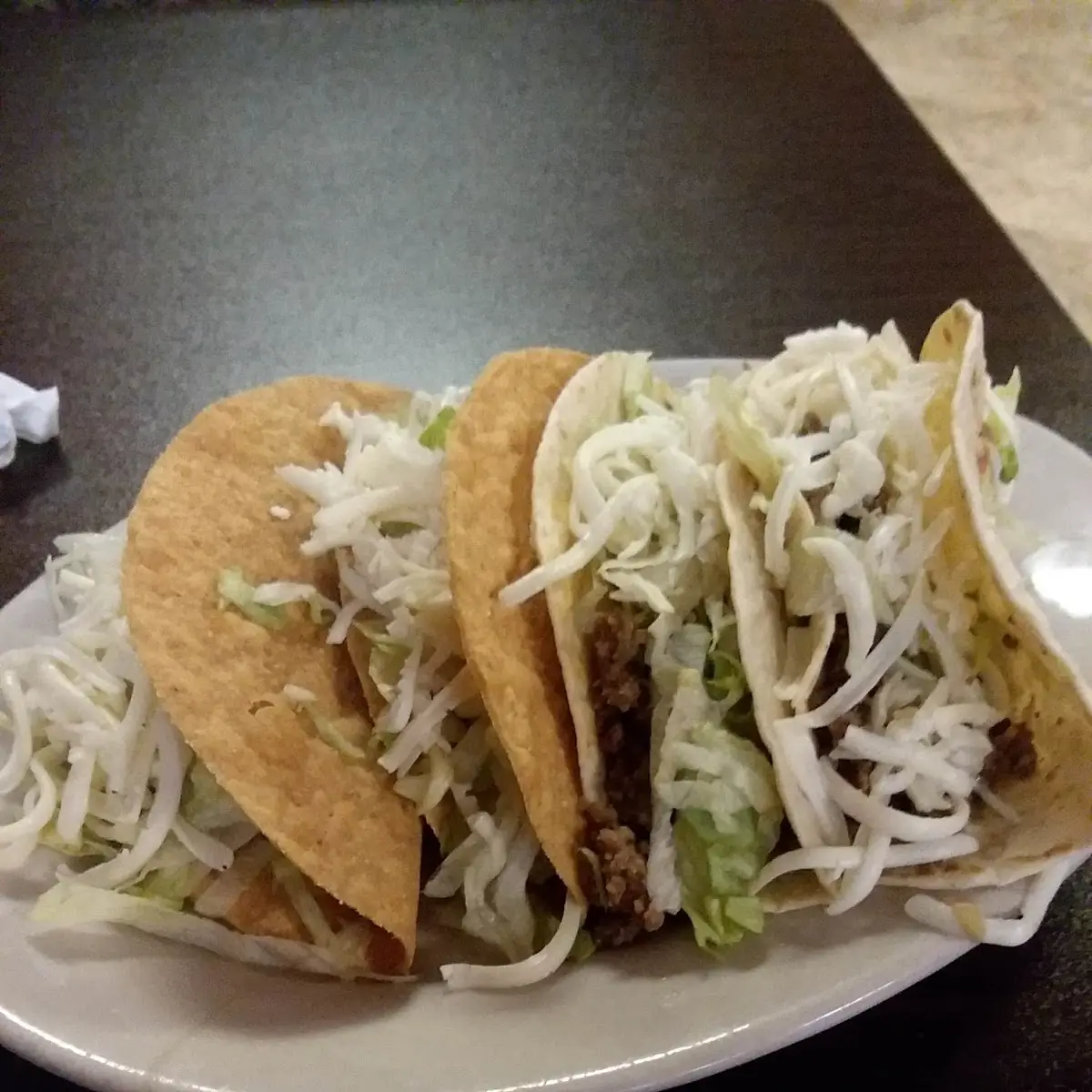 Two Beef Tacos Mexican Rice & Beans