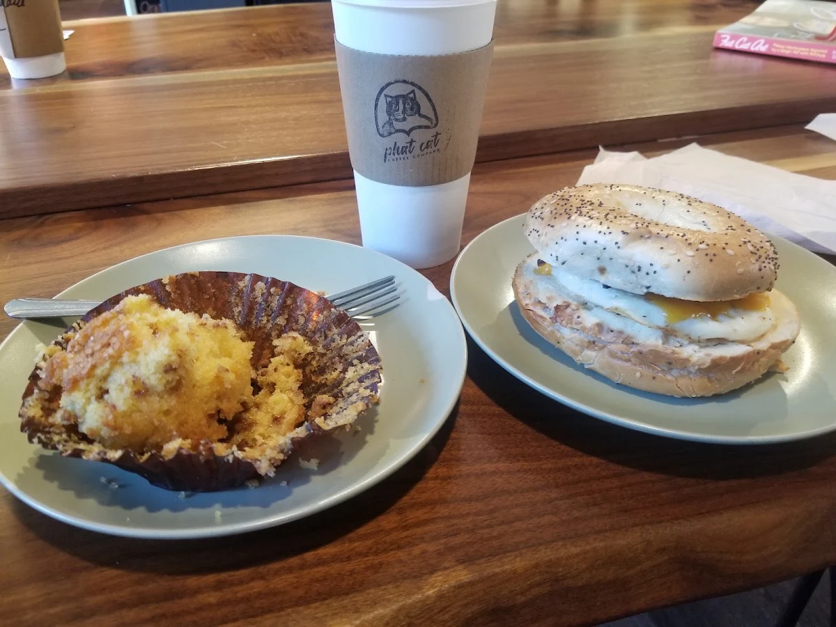 Bacon Egg and Cheese Everything Bagel Sandwich and French Toast Muffin