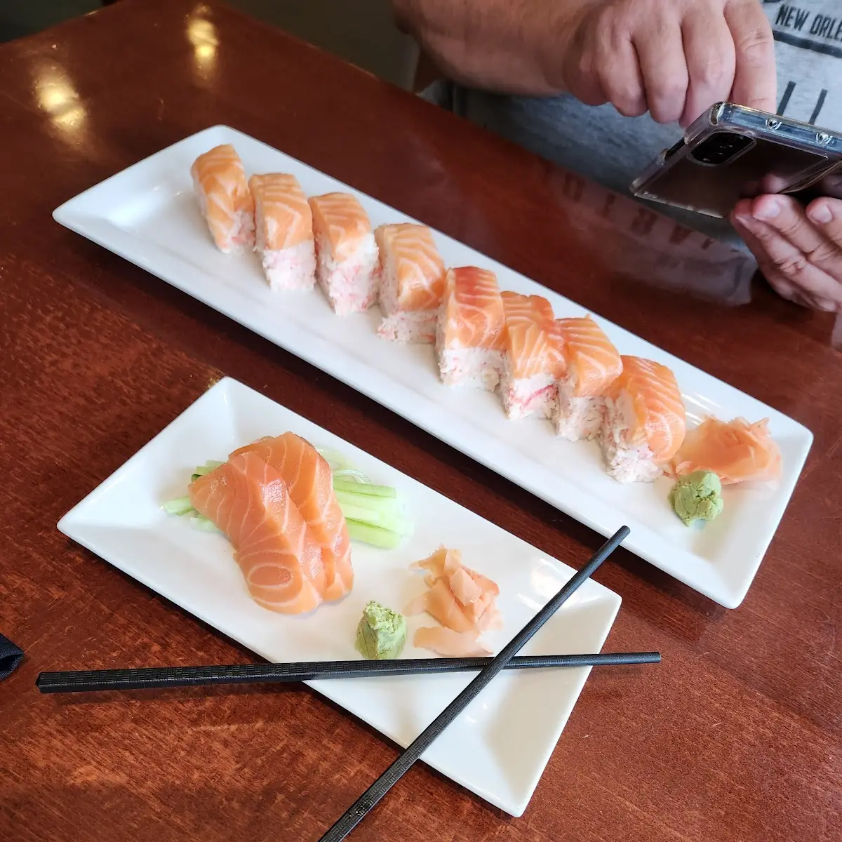 Salmon Sashimi and Clear Soup