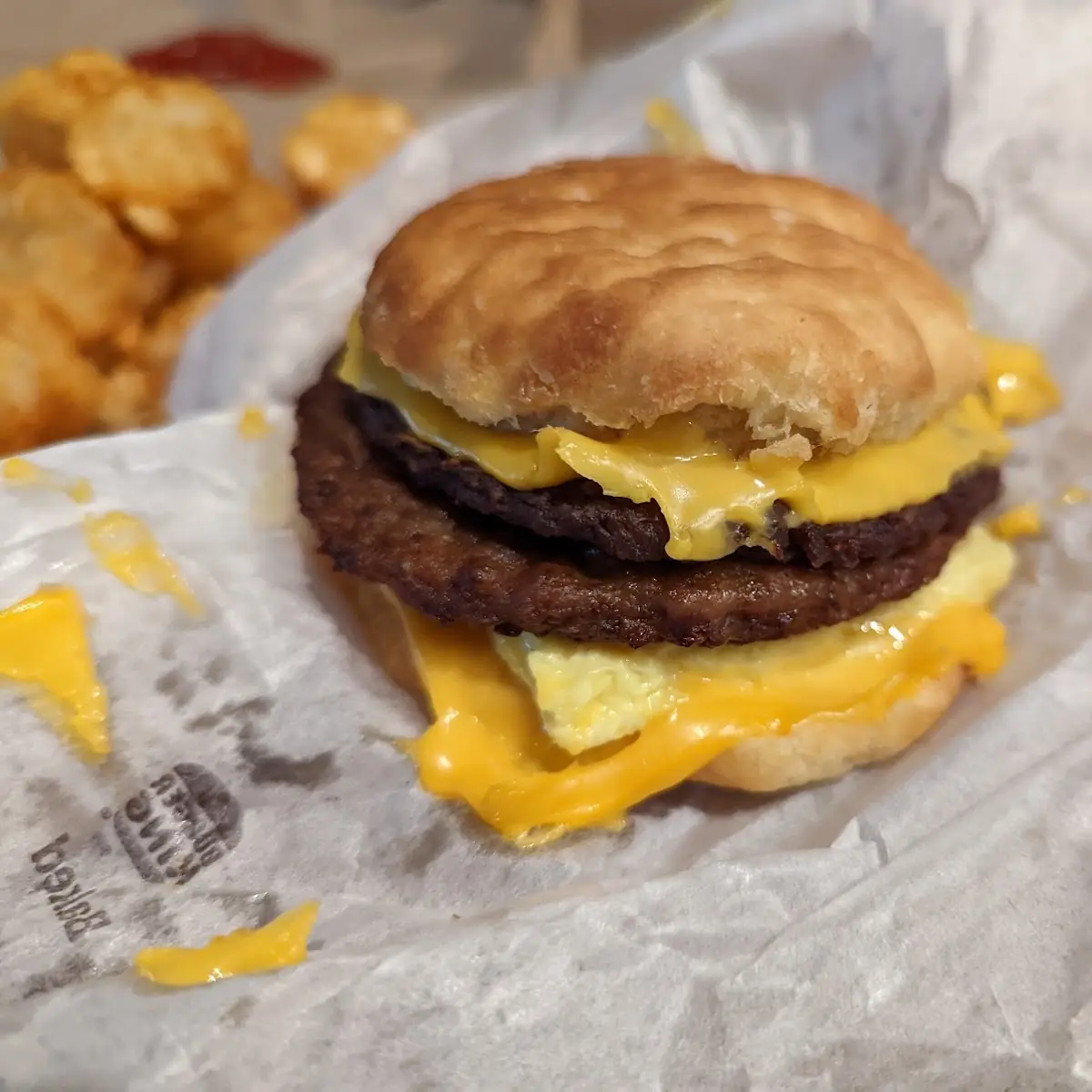 Double Sausage Egg & Cheese Biscuit