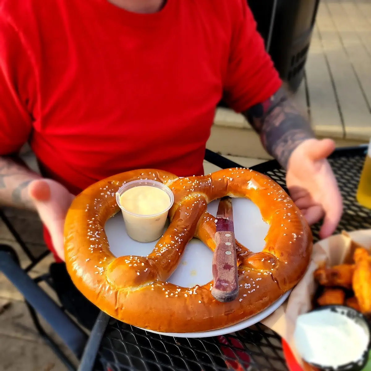 Jumbo Pretzel with Cheese Sauce